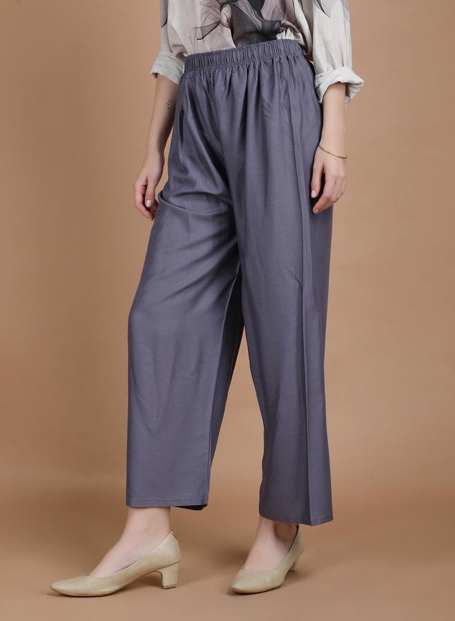 تايك تو بنطال بالازو واسع الساق لون رمادي - Image 1